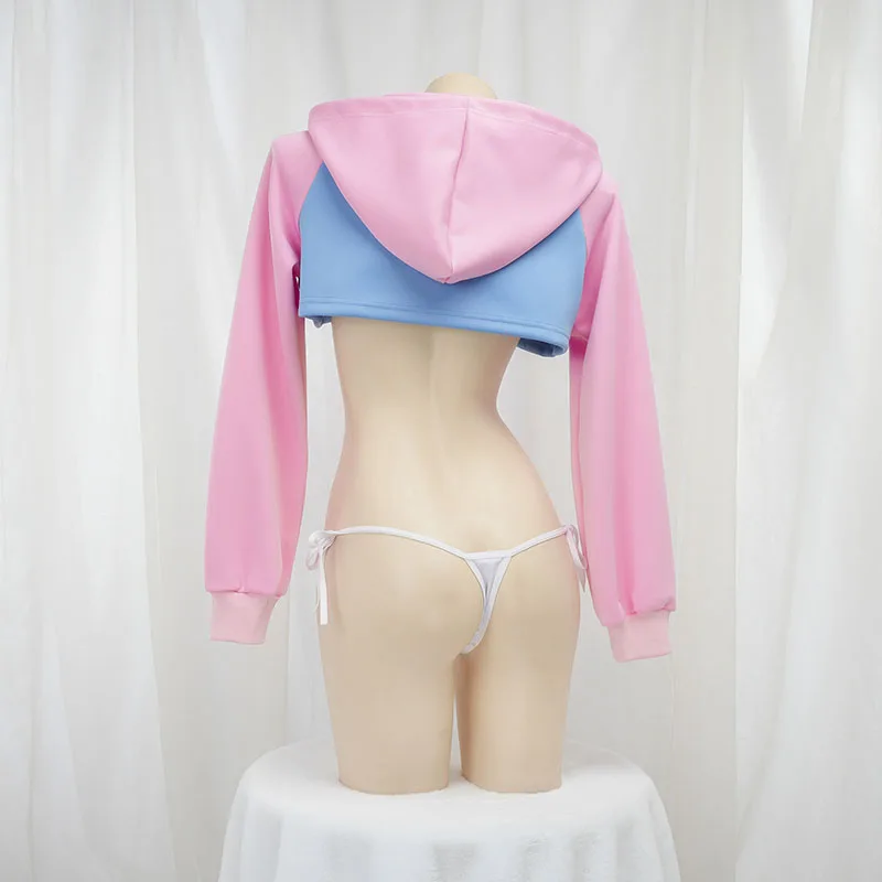 Cute Long Sleeve Crop Top Hood - Anime Cosplay Bikini recension och pris