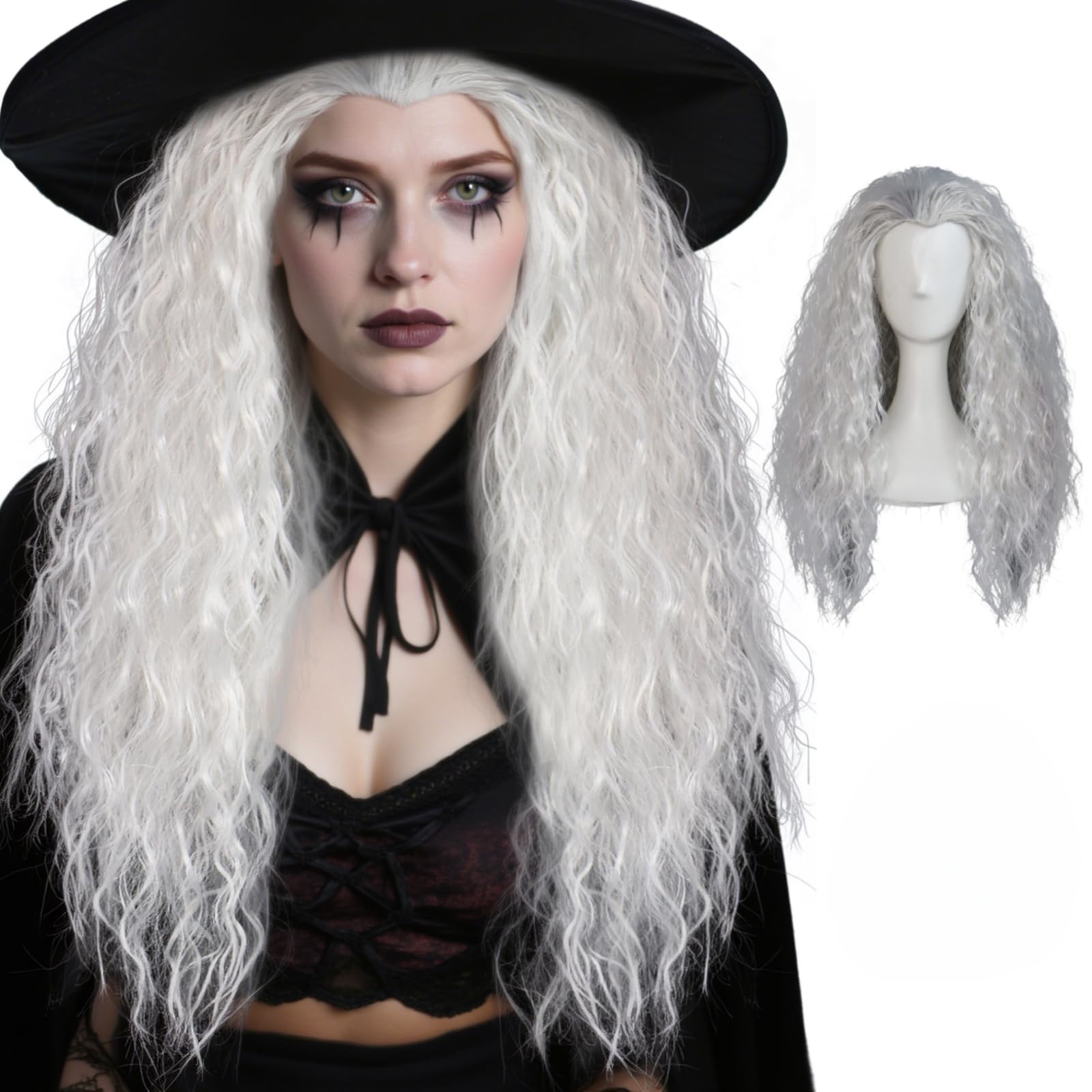 Fluffy white witch corn perm l - Anime Cosplay Face recension och pris