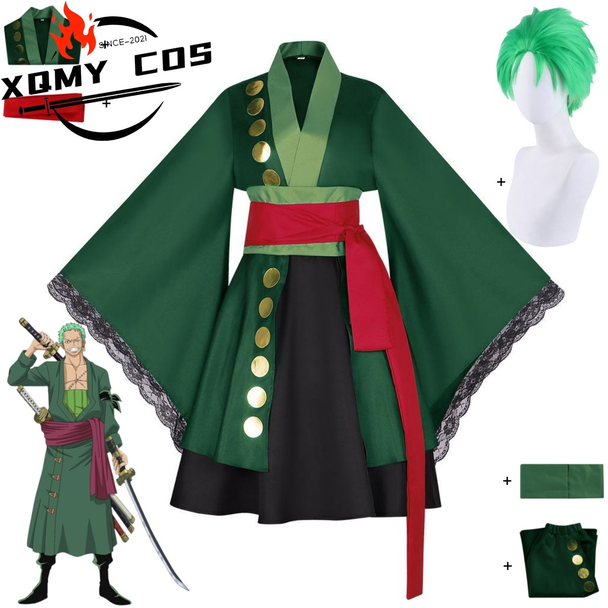 XqAnime Roronoa Zoro Cosplay C - Anime Zoro Cosplay Female recension och pris